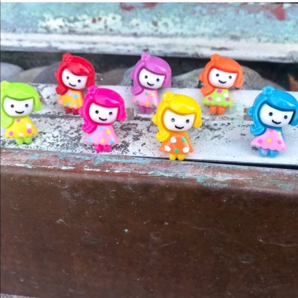 Vintage RING set bundle cute kawaii girls face RINGS plastic Japanese jewelry